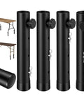 Heavy Duty 4 Pack Folding Table Leg Extenders With Three Level Adjustable Risers For Sweet Height Upgrades On Straight Legs Built From Tough Carbon Steel No Sweat Quick Install For Cozy Home Or Office Setups Black Hardware