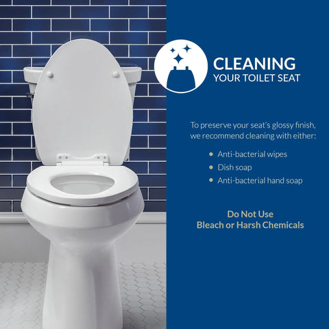 Round Cotton White Toilet Seat With Easy Clean Hinges And Quick Release For Deep Cleaning One Pack Sleek Contours displayed