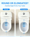 Comparison of round and elongated toilet bowls showing measurements for Hassle Free Quick Swap Elongated Toilet Seat With Built In Toddler Potty Chair And Silent Soft Close Hinges Crafted For Game Changing Family Bathroom Makeovers And Chill Routines.