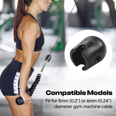 Beefy Rubber Stopper for Gym Pulley Cables 5mm or 6mm Diameter with Steel Core and Set Screws Replacement Part for Home and Commercial Cable Machines Black on gym cable
