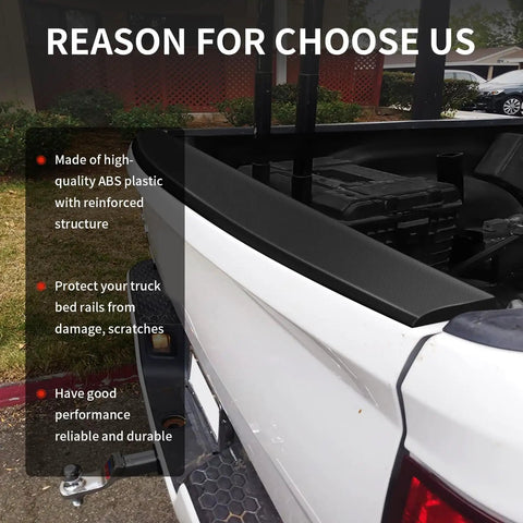 Tailgate Spoiler Top Protector Cover Molding Cap For Dodge Ram 1500 2500 3500 2009 2018 And 2019 2024 Ram 1500 Classic installed on white truck