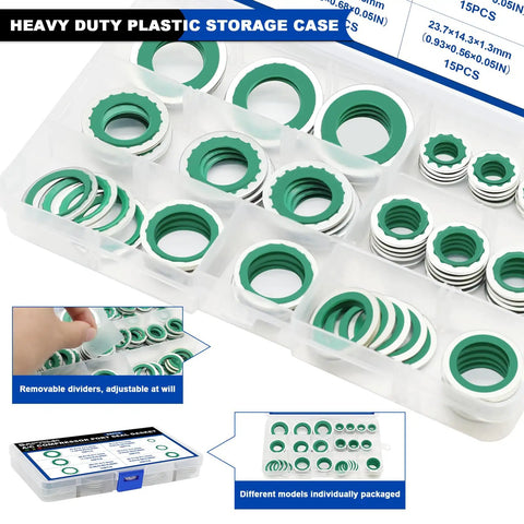 85 Piece Air Conditioning Compressor Bonded Seal Washers Set With 6 Sizes For AC System DIY Friendly Gasket Repairs