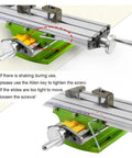 Image of Rock Solid Compact Bench Drill Vise And Lathe Worktable Fixture With Dead Nuts Accurate X And Y Adjustment showing guide rails and clamps.