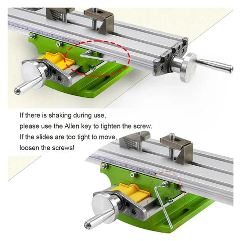Image of Rock Solid Compact Bench Drill Vise And Lathe Worktable Fixture With Dead Nuts Accurate X And Y Adjustment showing guide rails and clamps.