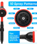 Close-up of 2 In 1 Bendable Watering Wand For Garden And Car Cleaning showing 10 spray patterns on flexible nozzle.