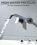 Matte Black Wall Mount Tub Filler Faucet With Extra Long Spout, Single Handle Bathtub Set, showing water flow and ceramic disc core