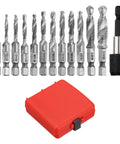 Combination Drill And Tap Bit Set For SAE And Metric Threads With Quick Change Adapter Covers SAE Six Thirty Two NC To One Quarter Twenty NC And Metric M Three To M Ten Pro Grade For Through And Blind Holes DIY Friendly For Any Job, drill tap bits in red case