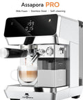 Kickstart Your Daily Grind With This Barista Quality Espresso Machine Featuring An Automatic Milk Frother And Rapid Heat Extraction Through Intuitive Touch Controls For Hella Smooth Lattes, stainless steel brewer with milk foam.