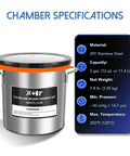 PB Motor Tech 3-Gallon stainless steel vacuum chamber with tempered glass lid and orange gasket (front view)