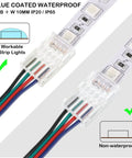 20 Pcs 4 Pin 10mm LED Strip Connectors Waterproof Adapter 22 AWG Wires For RGB Strip Lights 5V 12V 24V Unwired Gapless Track