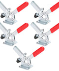 Heavy Duty Quick Clamp Set For Auto Manufacturing, Welding, And Assembly, 5 galvanized clamps with red handles, stable force