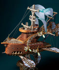 3D Wooden Spaceship Puzzle Kit For Adults, DIY Spacecraft Model Build, intricately assembled showing detailed sails and gears