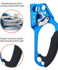 Right Hand Rope Ascender For 8 To 13mm Rope, Ultra Lightweight Aluminum Rope Clamp, Rubber Handle, Blue UIAA CE Certified