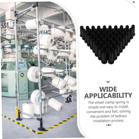 40 Pcs Executive Chair Caster Wheel Sleeves Durable Nylon Rubber Covers alongside industrial machines in factory
