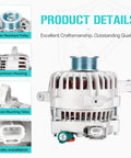 Beefy Direct Replacement Alternator For F150 4.6L And 5.4L V8 Models 2004 2008 Heritage Expedition with wear-resistant pulley