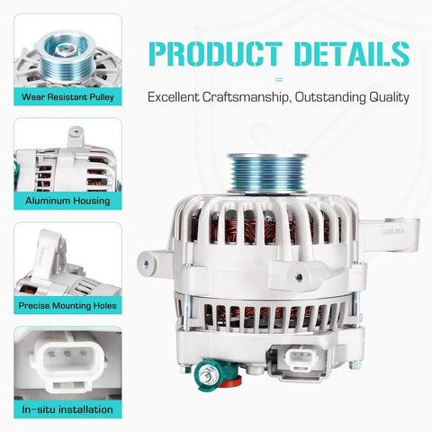 Beefy Direct Replacement Alternator For F150 4.6L And 5.4L V8 Models 2004 2008 Heritage Expedition with wear-resistant pulley