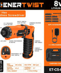 Cordless Screwdriver Kit With 8V Max Power 10Nm Torque 230 RPM 21 Plus 1 Clutch Dual Position Handle LED Light Rechargeable Battery Charger Carrying Case And 82 Piece Accessory Set For Easy DIY Home Projects with case and accessories