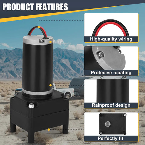 Electric 5th Wheel Landing Gear Motor For RVs Replaces LG142178 LC142178 M9000PK with product features displayed