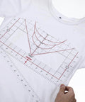 Clear T Shirt Ruler Guide For Vinyl Alignment And Heat Press Centering on white tee for precise vinyl positioning