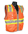 Heavy Duty Extra Large Industrial Safety Vest Featuring Brilliant High Visibility Reflective Tape in orange with mesh lining.