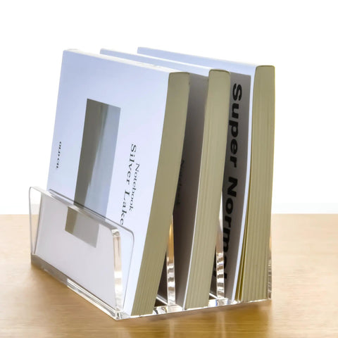 Clear Acrylic 3 Compartment Mail Holder And Desk Organizer For Bills Documents And Notebooks Vertical Letter Sorter On Desk