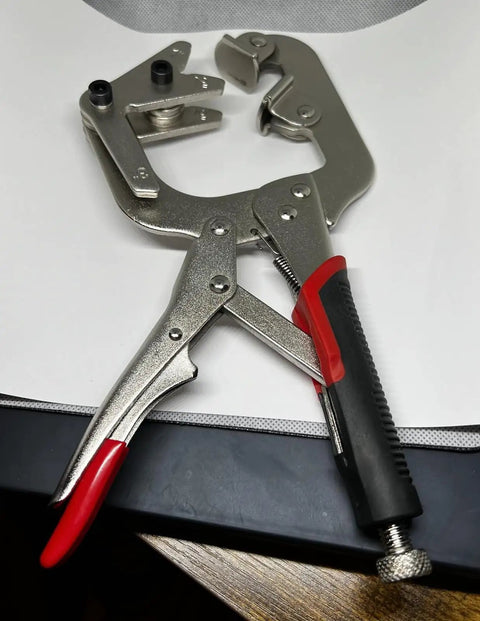 10 Inch Locking Pipe Clamp With Swivel V Pads For Welding And Repair, One-Hand Lock, Ergonomic Soft Rubber Handles