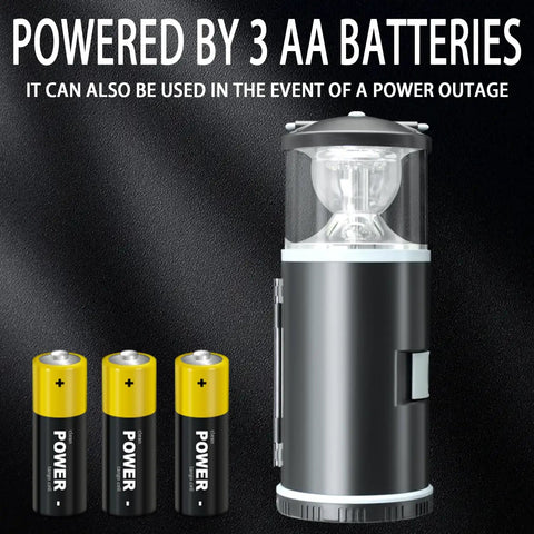 2-In-1 Camping Lantern And 15 Piece Tool Kit For Outdoors And Survival Gear, Portable lantern with batteries displayed