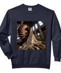 Vintage Industrial Factory Gear Machine Sweatshirt in Black For Adults featuring Relaxed Fit Comfort Colors with side seams and soft garment dyed cotton.
