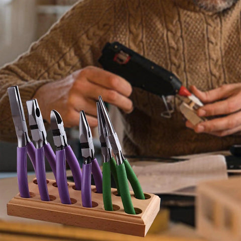 Wood Pliers Holder With Multi Slot Rack For Beading Tools And Hand Tools Durable Bead Tool Organizer