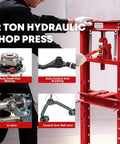 12 Ton Hydraulic Shop Press With Movable Press Plates H-Frame Floor Bearing Pro Grade Power, man using press