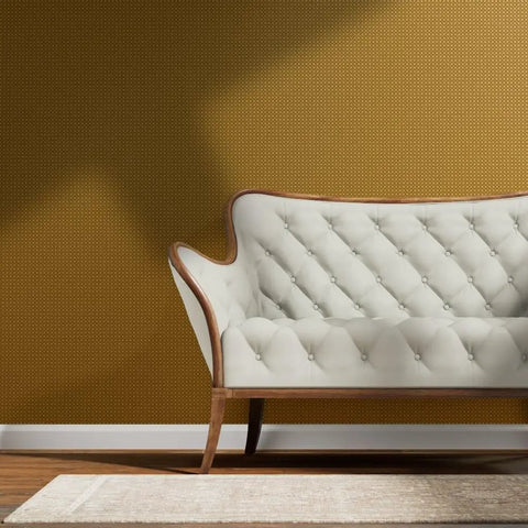 Certified Brown Floral Wallpaper With Glittering Gold Metallic Texture For Major Room Glow Ups And Slick Decor Vibes featuring a cream tufted couch.