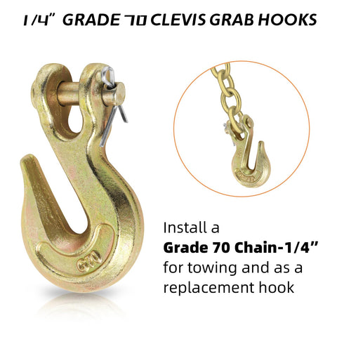 Tough As Nails 1/4 Inch Clevis Grab Hook For Rigging And Tow Pin Clevis Trailer Hook For Trucks And Flatbeds 3600 Lbs Working Load