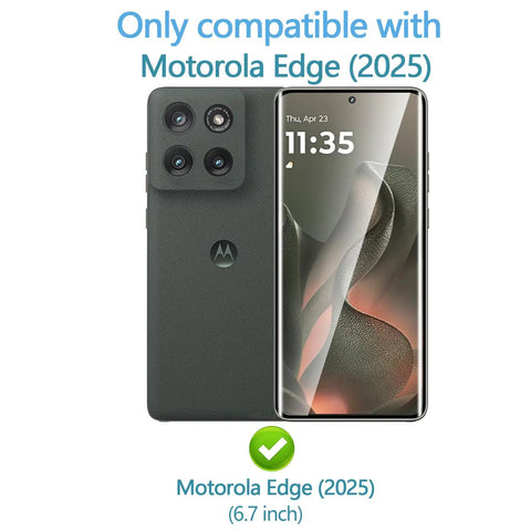 Motorola Edge 2025 smartphone front and back view, compatible with Two Pack 3D Screen Protector For Motorola Edge 2025 And Two Pack Camera Lens Tempered Glass Protector With 9H Hardness Anti Fingerprint No Air Bubbles Easy Installation Case Friendly.
