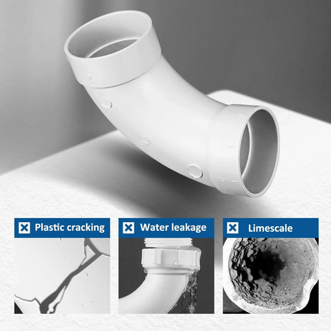 3-pack LEFITPA central vacuum 90-degree elbow fitting, white PVC, 2-inch pipe, front view
