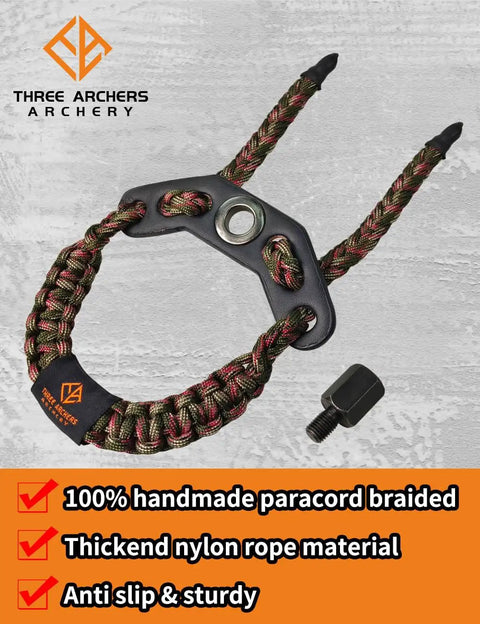 Adjustable Archery Bow Wrist Sling With Hand Loop And Loop Carrier Lightweight 0.1lb Steady Grip Stabilizer, paracord braided