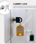 16mm Zinc Alloy Cam Lock for Security Devices and Cash Registers installed on cabinet, includes key, silver color, anti-theft