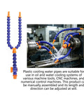 Flexible Lathe Coolant Tube Kit For CNC Machines, 4-Piece ABS Hose Set with water flowing from bamboo-joint pipe