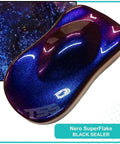 Badass Pro Grade Flake Basecoat Midcoat Paint One Gallon Ready To Spray With Mixing Reducer Included For Auto Body Work And Classic Cars That Pop Off, showcasing deep blue and purple metallic color.