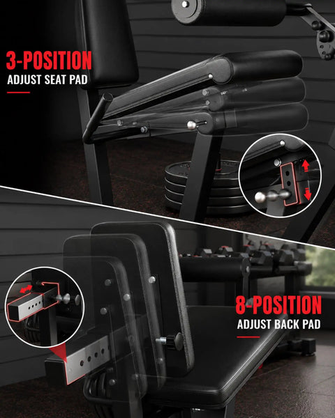 4 In 1 Leg Extension Curl Machine For Home Gym seat and back pad adjustment