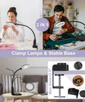 2 In 1 LED Magnifying Glass With Light And Stand for Crafting, hands free desk clamp lamp, shown in use for crafting and repairs