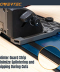 Sledge Through Long Boards With This 110 Inch Track Saw Guide Rail Set For Milwaukee Tools Featuring Dead On Accuracy Extruded Aluminum Bars And Quick Release Clamps close-up of splinter guard strip on cutting rail