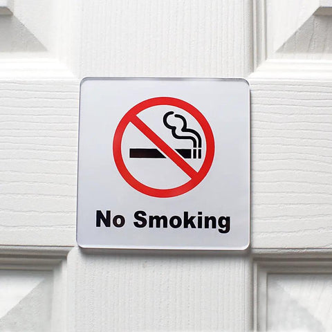 Two Pack No Smoking Sign 4x4 Acrylic Classic With Self Adhesive Rust Free For Cars Offices Restaurants Indoor Or Outdoor Use