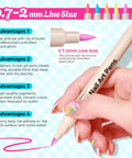 Dope 18 Color 3D Nail Art Pens Set With 0.7mm Tip for Nail Design showing pink line demonstration in hand