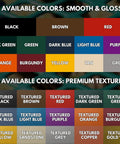 Color options for Heavy Duty Outdoor Garden Bench with smooth, glossy and premium textured finishes in various shades.