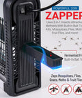 2 In 1 Indoor Bug Zapper With Built In Bait Tray And 3500V Power For Flying Insects Dual Attract And Zap Using UV Light And Refillable Lure Tray To Kill Fruit Flies Mosquitoes Gnats Moths And More Includes 2 Free Bulbs, showing close-up of bait tray and UV light.