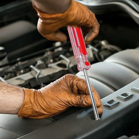 Mechanic using 5/16 Inch Hex Nut Driver With 3.7 Inch Hollow Shaft And Cushion Grip Handle For Easy, Torquey Fastening in engine repair