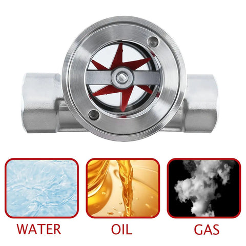 Three Quarter Inch NPT Female Stainless 304 Window Sight Glass Flow Indicator With Impeller For Water Lines, front view