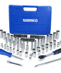 Go-To 87-Piece 1/4-Inch Drive Socket Wrench Set, Pro Grade Chrome Vanadium Steel, 72-Tooth Ratchet, Six-Sided Sockets, Case Included