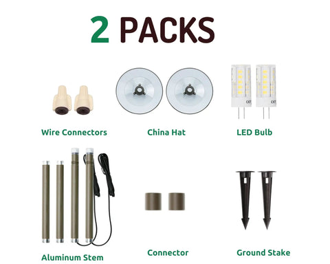Components of 3W Low Voltage Landscape Path Lights 12V Bronze Outdoor Garden Yard Waterproof With Replaceable G4 LED Bulbs 2 Pack