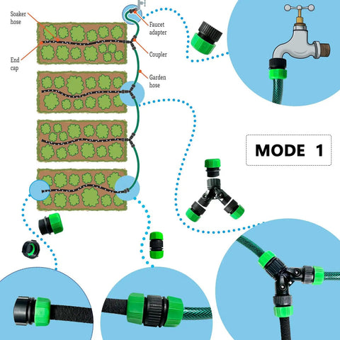 Top Rated 17 Piece Soaker Hose Repair Fittings Kit With 3/4 In Two Way Splitter Valves End Caps And Connectors For 1/2 Inch Garden Hoses on faucet and hose